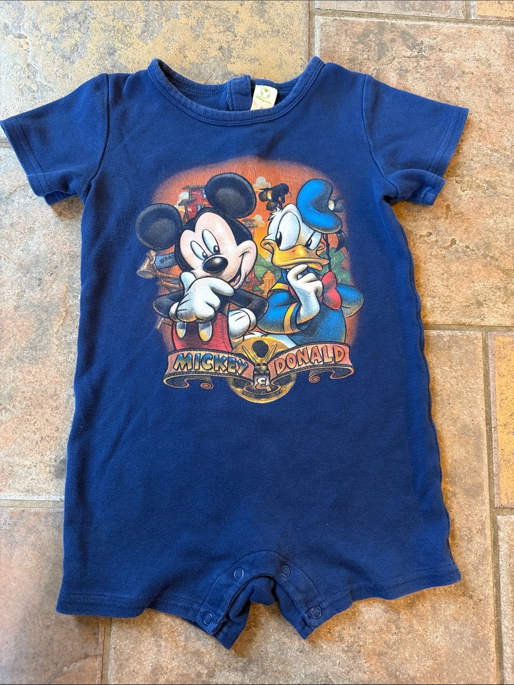 Disney Navy Blue Mickey & Donald One-Piece Bodysuit